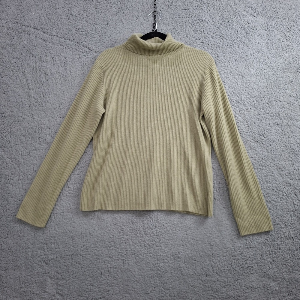 A. Giannetti 100% 2ply Cashmere Sweater Loose Turtle Neck Size Large Ribbed VTG